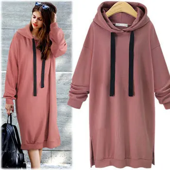 

2022 Autumn and Winter Women's Hooded Long-Sleeved Sweatershirts Female Casual Split Long Hoodies