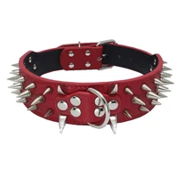 pet supplies leather with spiked rivets retractable french bulldog golden retriever medium and large dog collar dog accessories