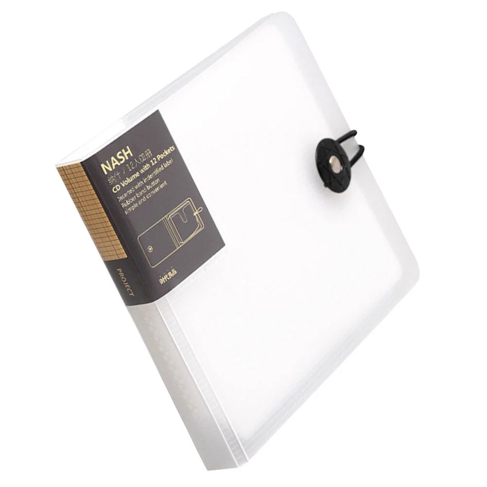 

12 Capacity Transparent Purse Storage Rack DVD Bag Organizer Disc CD White Non-woven Fabric Protective Case Clear Holder