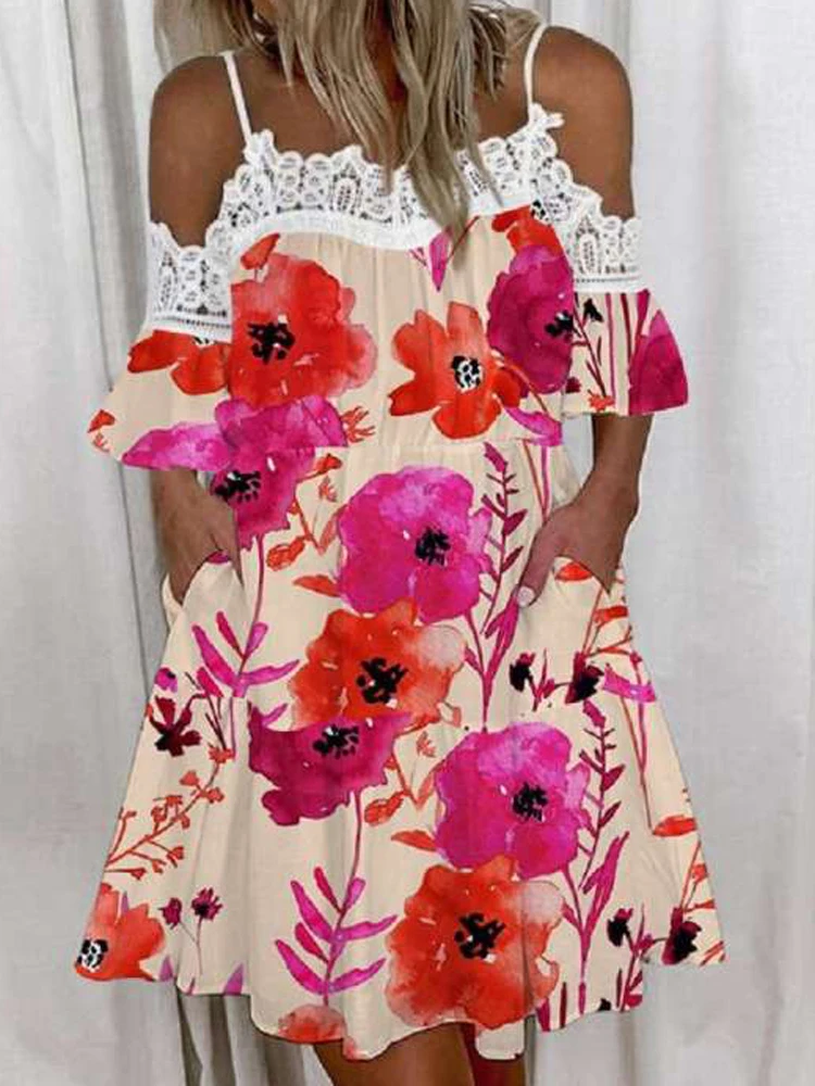 

Women Off Shoulder Tassel Embroidery Lace Dress Autumn Half Sleeve Patchwork Party Dress Spring Backless Hem Sexy Mini Dress 5XL
