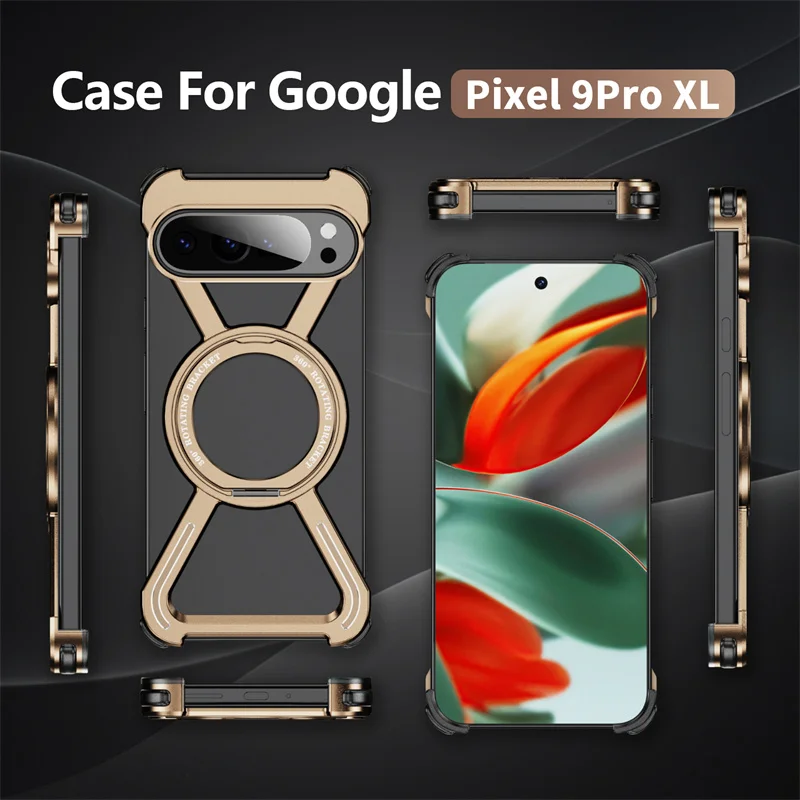 Металлический чехол-бампер Magsafe для Google Pixel 99 Pro 8 9 Pro XL 9 Pro, складной сплав 360 °   Магнитная защитная крышка вращающегося кронштейна (art.: 3920ceed2d5d0) - 3920ceed2d5d0
