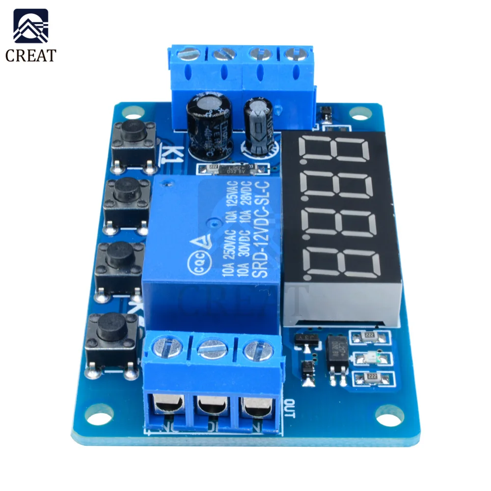 DC 12V Timer Delay Relay Digital LED Display Programmable Multi-Function Trigger Time Circuit Control Cycle Switch PLC Module |