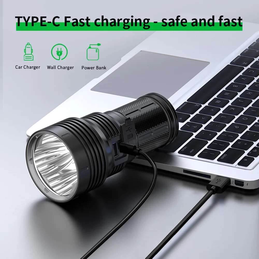 4 * P90 Светодиодный фонарик высокой мощности перезаряжаемый через USB сильный свет