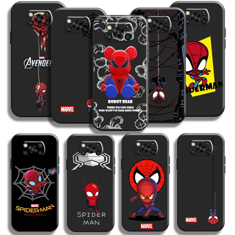 

Marvel Cartoon Spiderman For Xiaomi Poco X3 Pro NFC Poco X3 GT Phone Case Funda Liquid Silicon Back Coque Soft