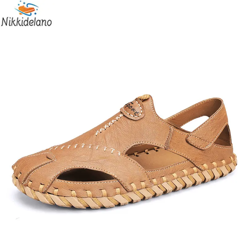 

New 2023 Fashion Summer Outdoor Beach Breathable Men's Sandals Genuine Leather Wading Men's Sandal Man Causal Shoes Plus Size