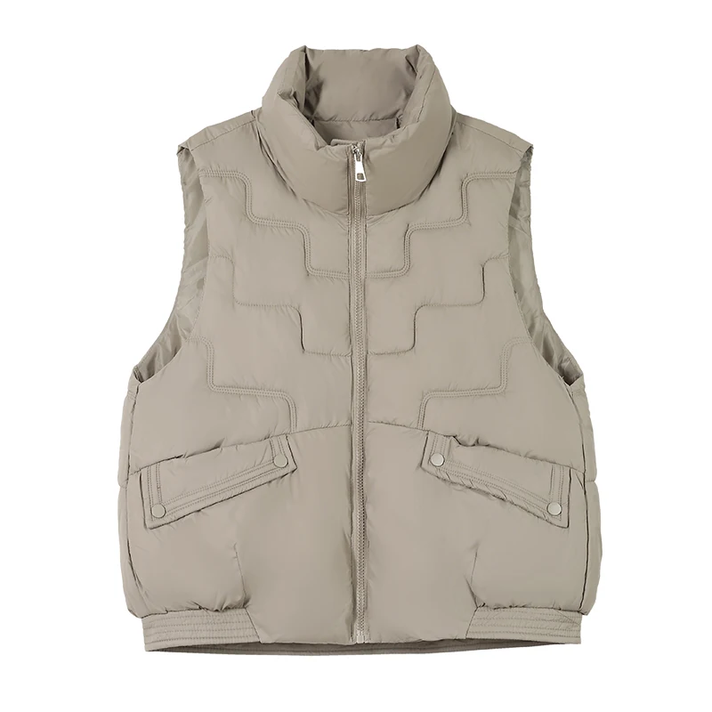 Женский пуховый жилет с дятлом на хлопковой подкладке зима 2024 новая верхняя