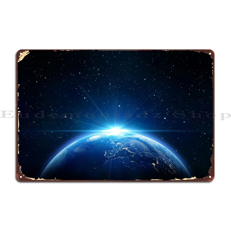 

Planet Earth Metal Sign Design Cinema Bar Custom Wall Decor Tin Sign Poster