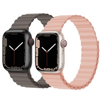 silicone link strap magnetic loop for apple watch band 7 44mm 40mm iwatch series 7 6 se 5 4 3 2 sport rubber bracelet 42mm 41mm