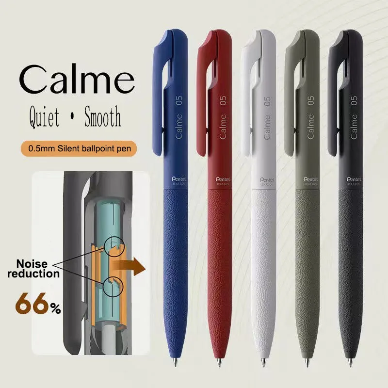 5pcs/lot Japanese Pentel Calme Silent Gel Press Ballpoint Pen Medium Oil Pen