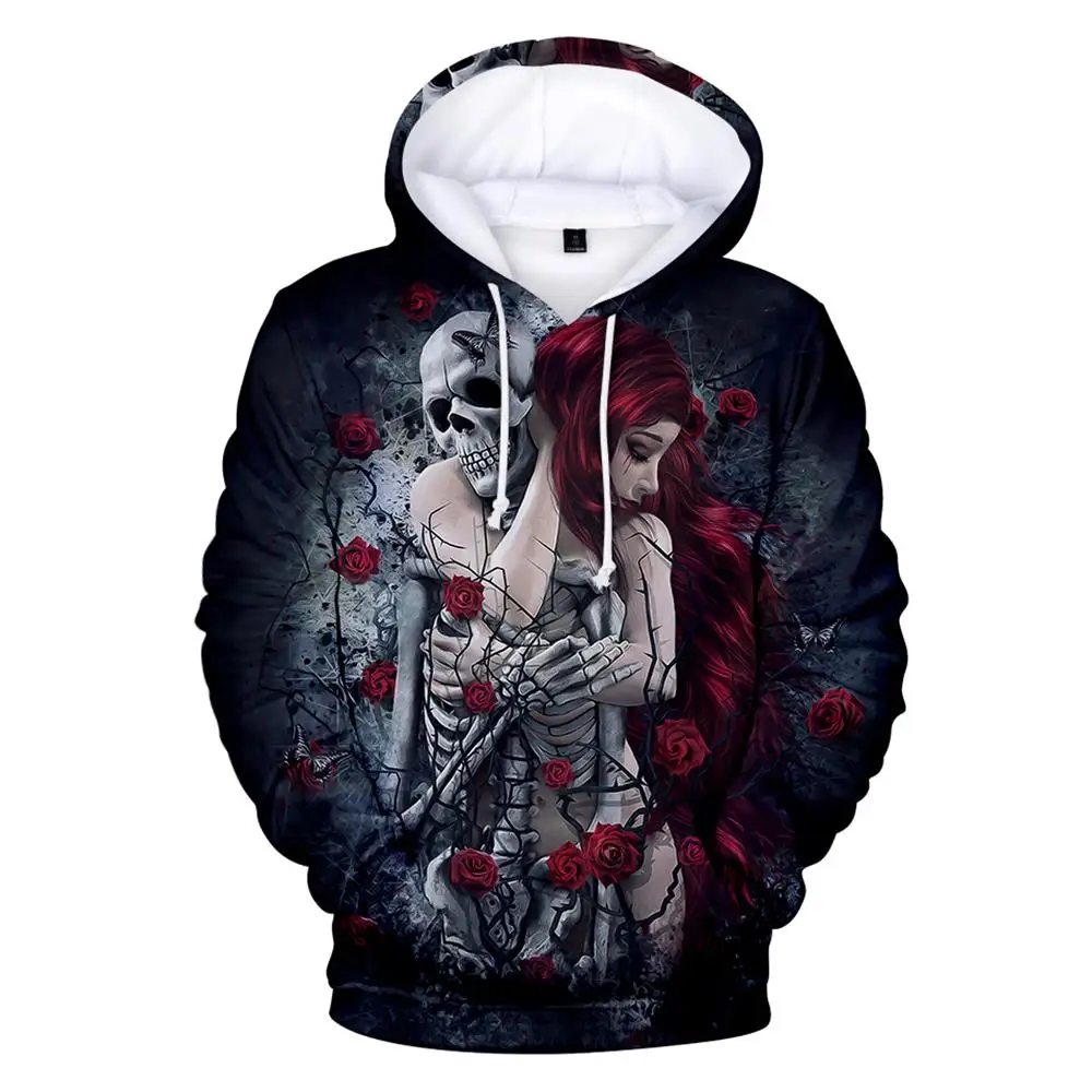 

Beauty and Skull 3D Print Hoodie Men's Hoody Sweatshirt Full Fashion Fire and Skulls Hip Hop Street Wearing Pullover Hoodies