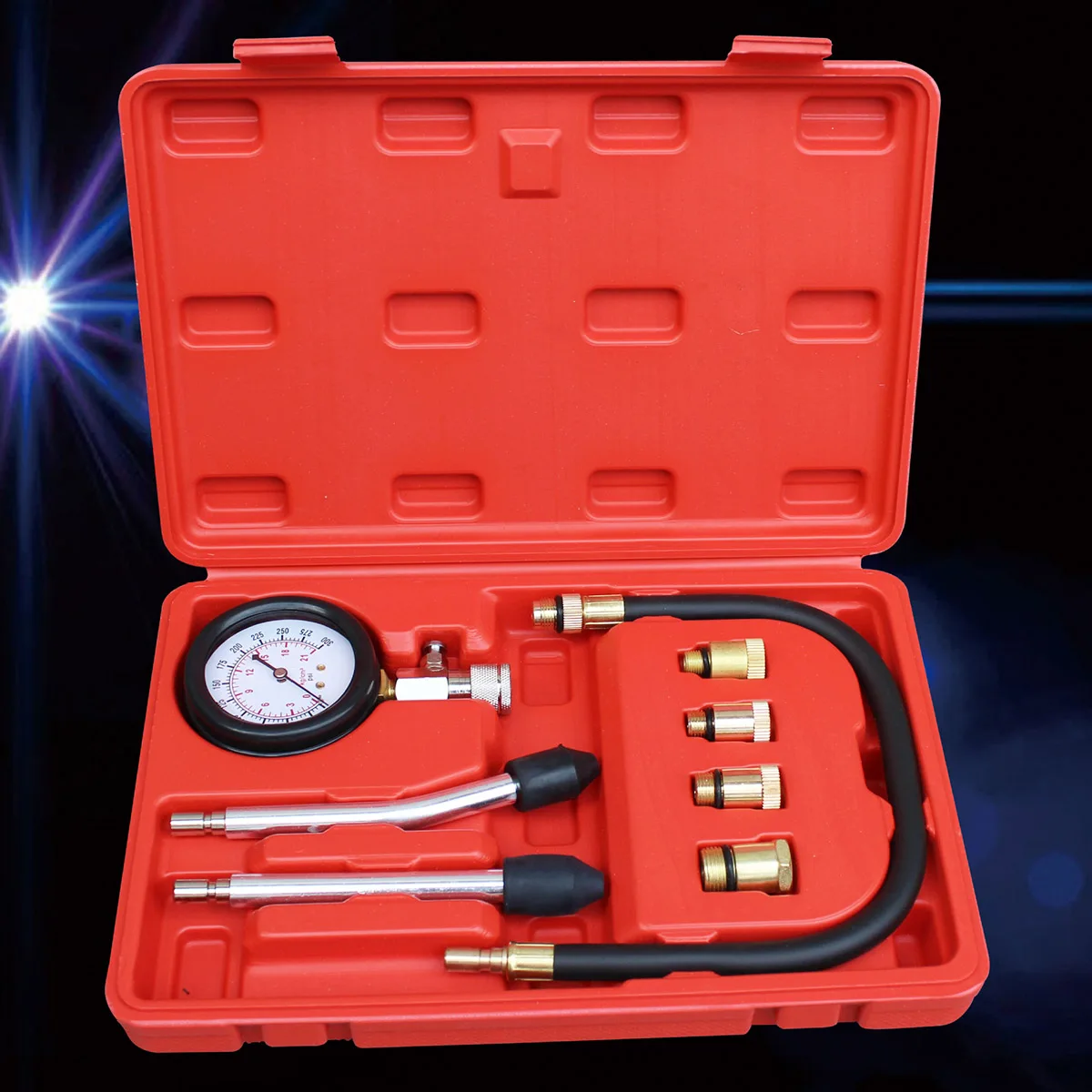 

Professional Portable Cylinder Tester Auto Tools With M10 M12 M14 M16 M18 Gasoline Engine Gas Cylinder Compression Tester Kit