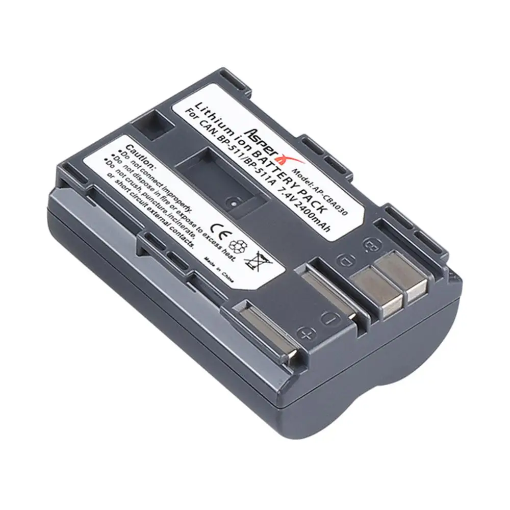 Батарея для фотоаппарата AsperX BP511 BP 511 511A 2400 мАч, внешняя аккумуляторная батарея для Canon EOS 40D 300D 5D 20D 30D 50D 10D D60 G6