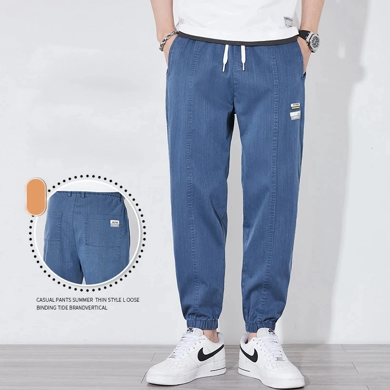 

Мужские джоггеры весна-лето 2023, новые модные спортивные брюки в Корейском стиле для отдыха, повседневные джинсы-карго на шнуровке