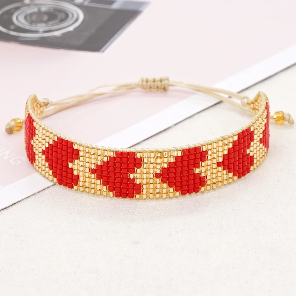 

YASTYT Red Heart Bracelet Fashion Pulseras Mujer Moda Jewelry Miyuki Seed Bead Handmade Valentine's Bracelets for Women