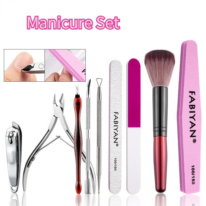 

Manicure Tools Set Nail File Polishing Stainless Steel Dead Skin Scissors Cuticle Pusher Nail BrushProfessional Nail Accessories