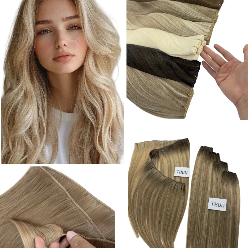 Фото 100% натуральные человеческие волосы Super Genius Weft, 20 дюймов, 100 г # FV # Готовая прическа TBF: экономия времени для парикмахеров, улучшенная драпировка №1