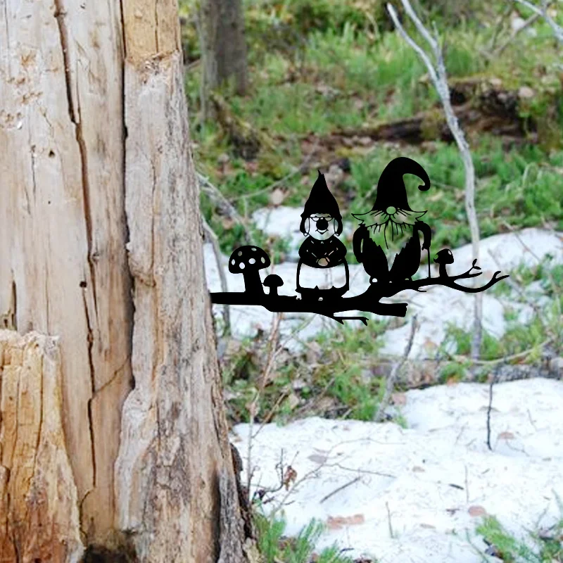 Гном Декоративное Металлическое Дерево Сад Художественная Металлическая
