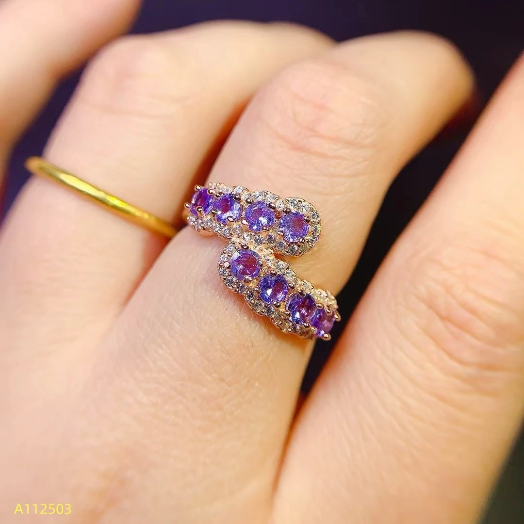 KJJEAXCMY Женское кольцо с натуральным танзанитом S925 чистое серебро изысканная