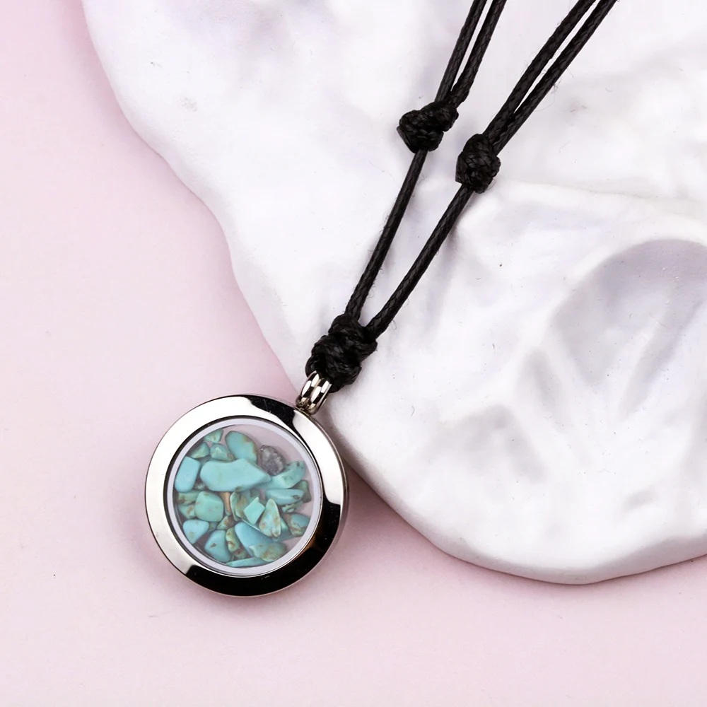 

12pcs Natural Raw Chip Stone Necklace Amethyst Rose Quartz Pendant Woven Adjustable Necklaces Men Women Jewelry Gift