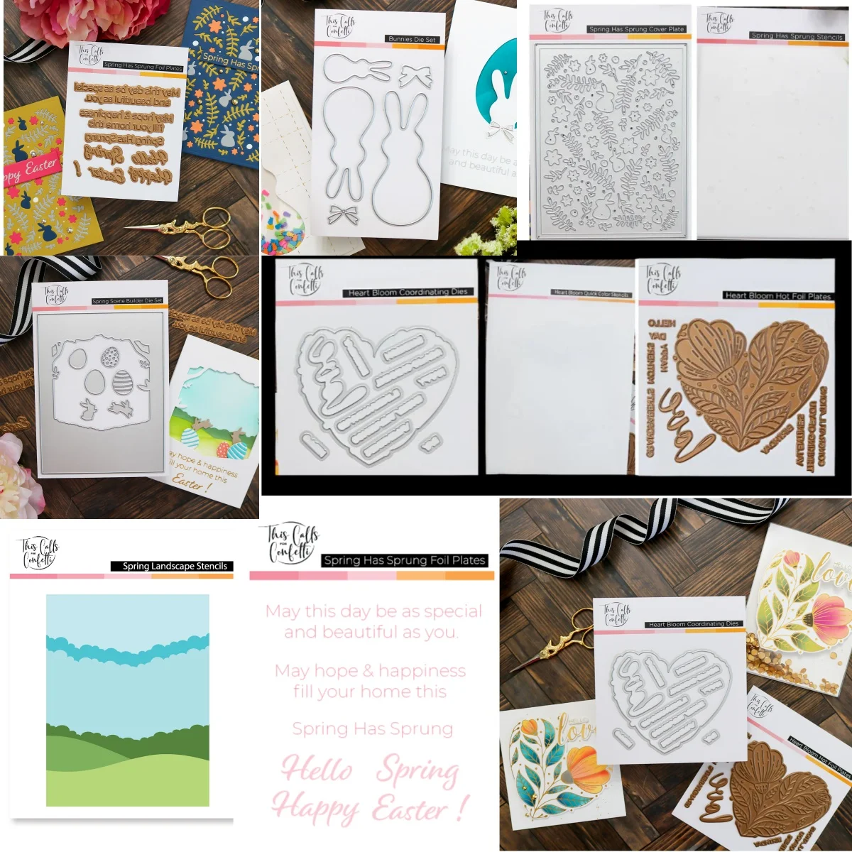 Весна 2021 кролики сердце цветение сцена прозрачные штампы металлические трафарет