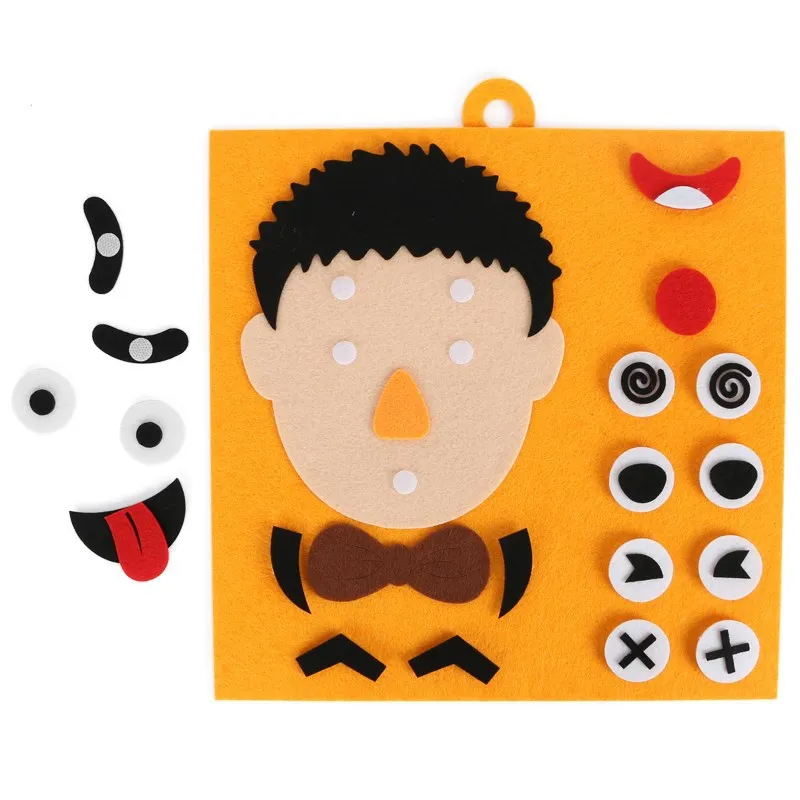 

Non-woven Craft Toys Kids Puzzle Educational Toys for Children Parents Game Baby DIY Five Sense Organs Assembling Puzzles