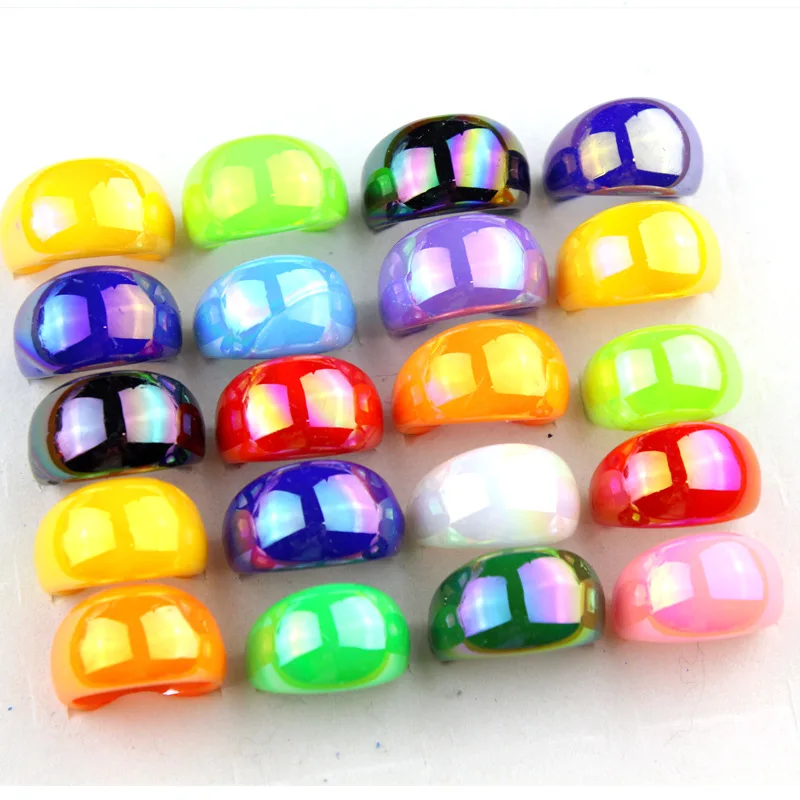 

100 шт., женские акриловые кольца ярких цветов