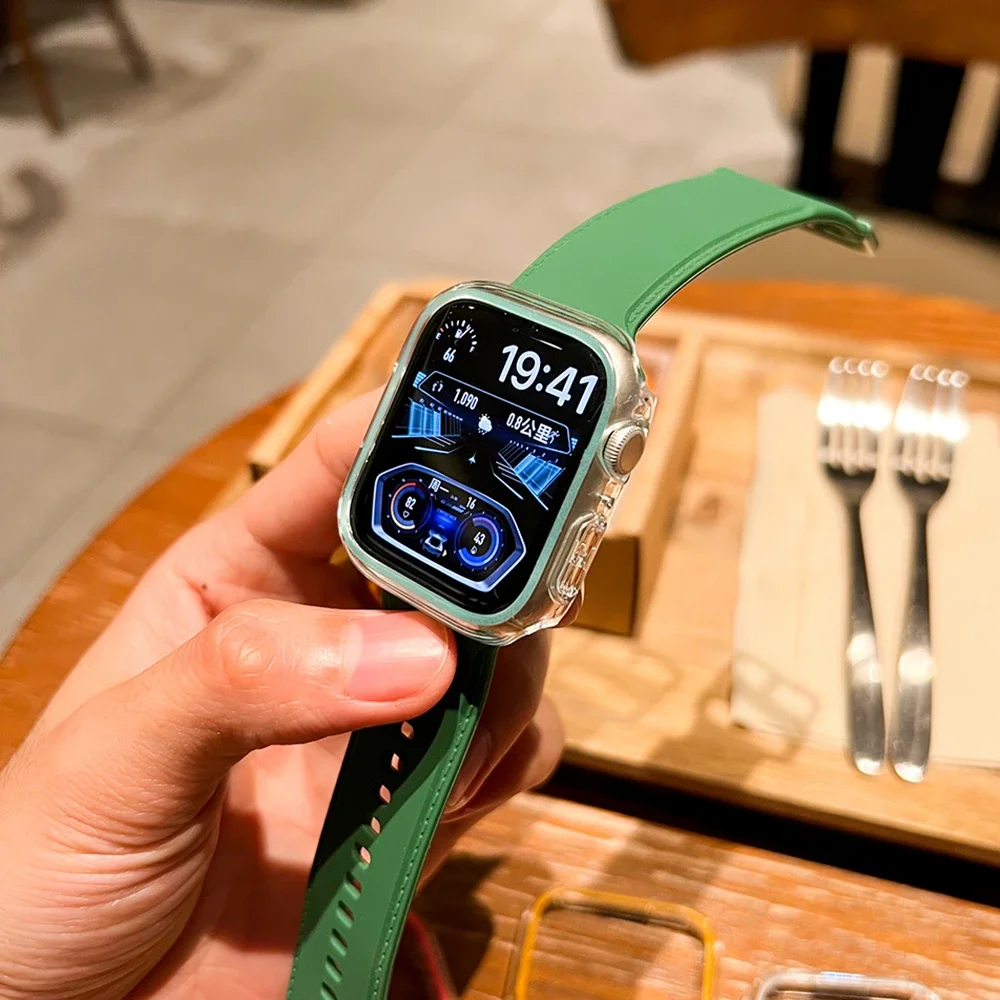 Luminous Cover for Apple Watch band 49mm 45mm 41mm 44mm 40mm Transparent Hard PC Bumper For iwatch series ultra 8 7 6 SE 5 4