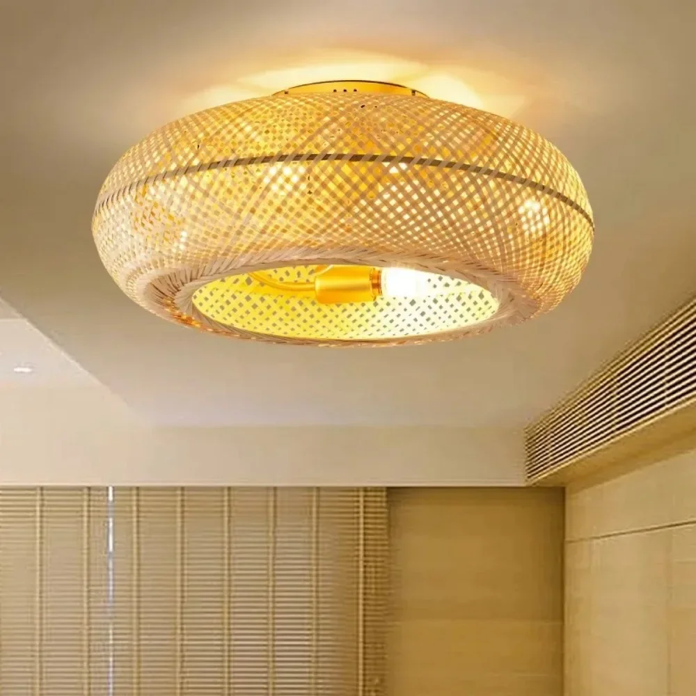 Современные светодиодные потолочные вентиляторы ручная работа из бамбукового
