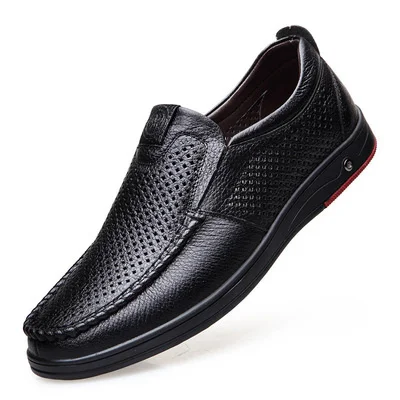 

2023 Newly Men's Summer Loafers Shoes Genuine Leather Soft Man Casual Slip-on Cutout Shoes Cowhide Summer Loafers