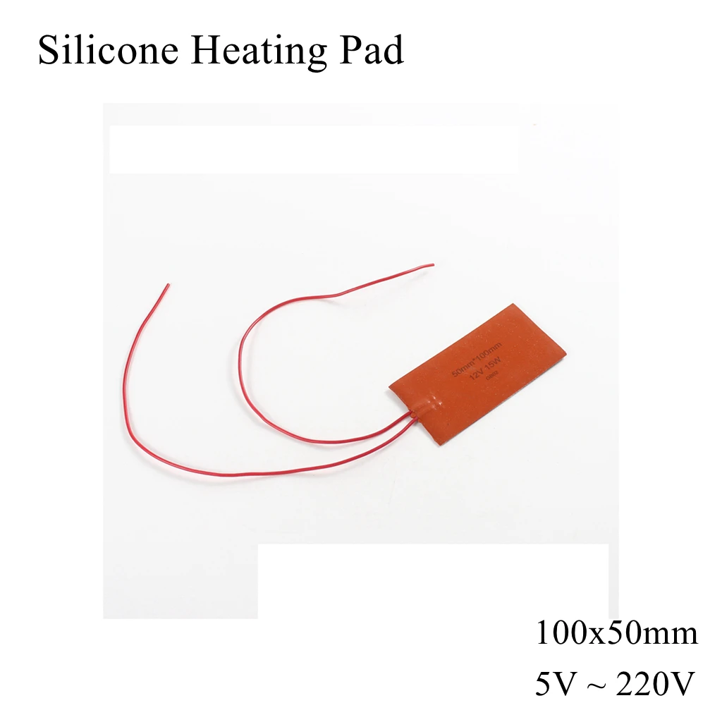 

Силиконовая нагревательная Подушка 100x50 мм, квадратный плоский резиновый нагреватель, масло, фотомат, пластина, топливная полоса, водонепроницаемый 3D-принтер 25 мм