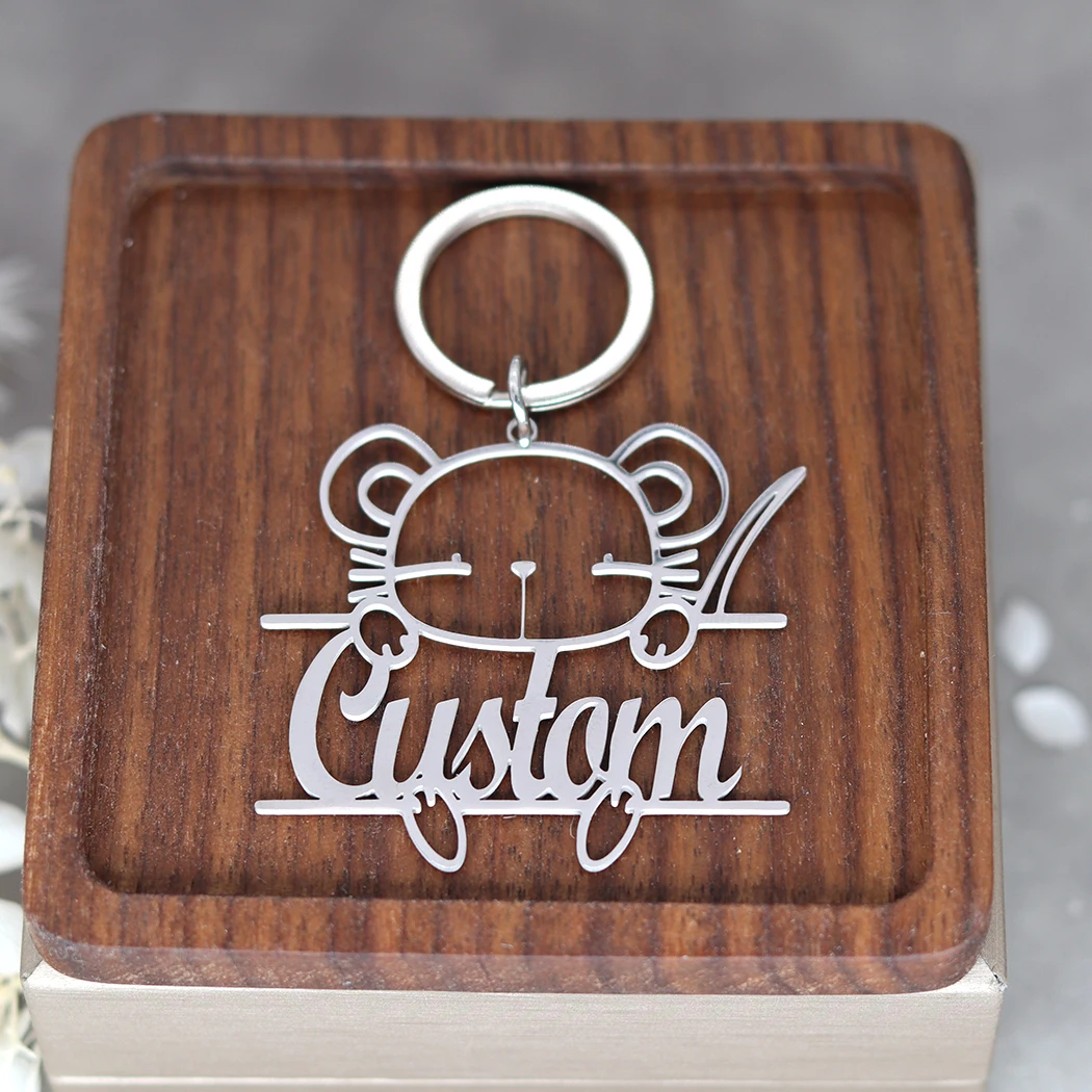 Брелок с именем на заказ для мужчин и женщин брелки животными из нержавеющей
