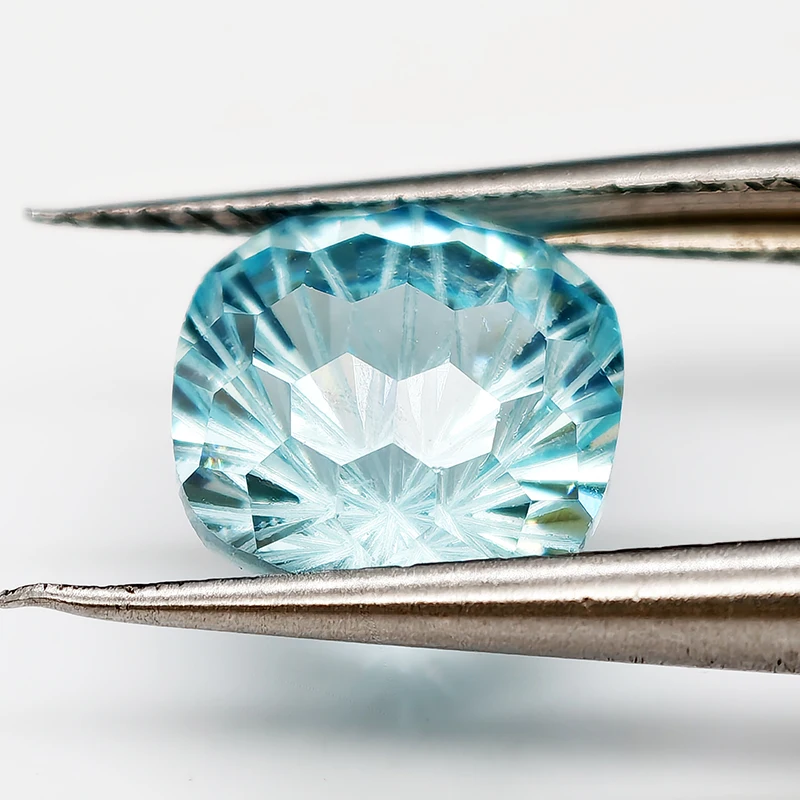 Фото Новый кубический цирконий L-Aquamarine с огранкой «кушон» и пиротехническим эффектом, свободный камень для изготовления ювелирных изделий, цветные синтетические камни №2