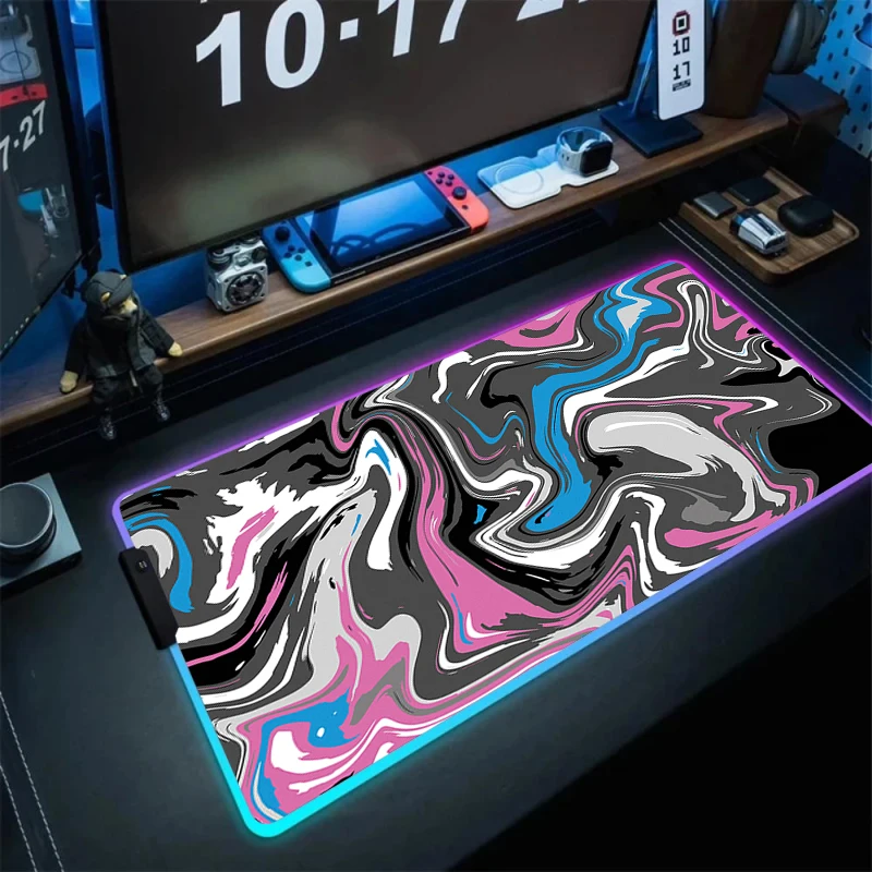 RGB светящийся жидкий цветной коврик для мыши утолщенный большой Настольный с