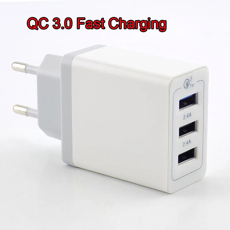 

Portable 3 Ports Quick Charge QC 3.0 USB Charger Power Bank Phone Power Supply Adapter Wall Desktop Charging EU/US Plug L1