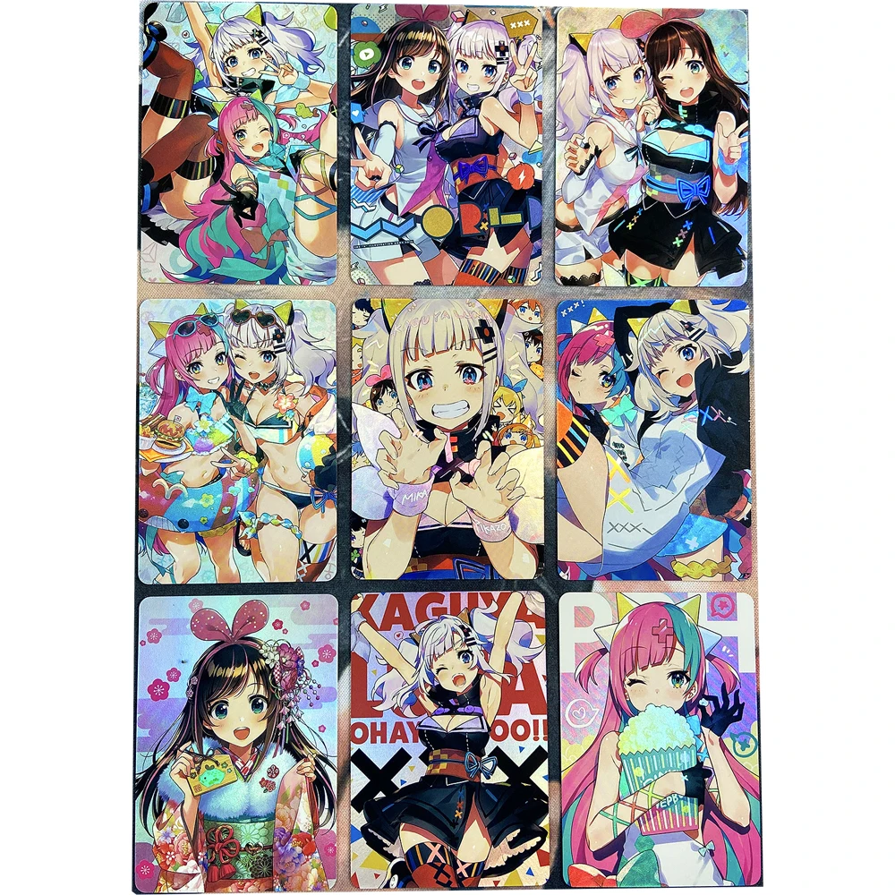 

9pcs/set virtual idol girl Flash Card YouTube Kizuna AI kaguya luna sexy kawaii Exquisite girl series Anime game collection card
