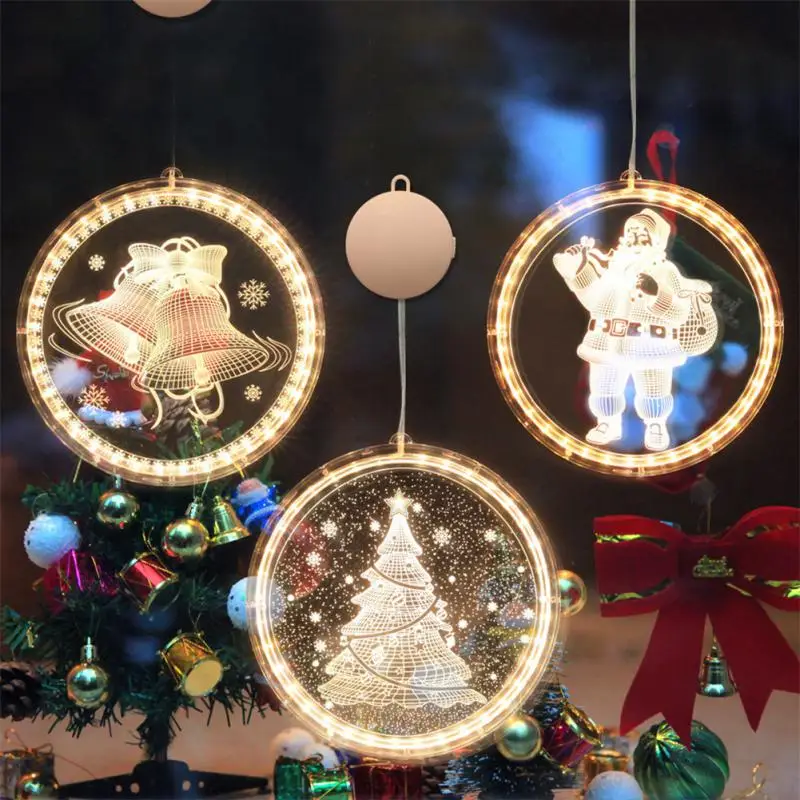 

Christmas LED Light Deer Bells Snowflake Santa Hanging Lamp Home Window Ornaments Xmas Tree Decoration Navidad New Year Decor