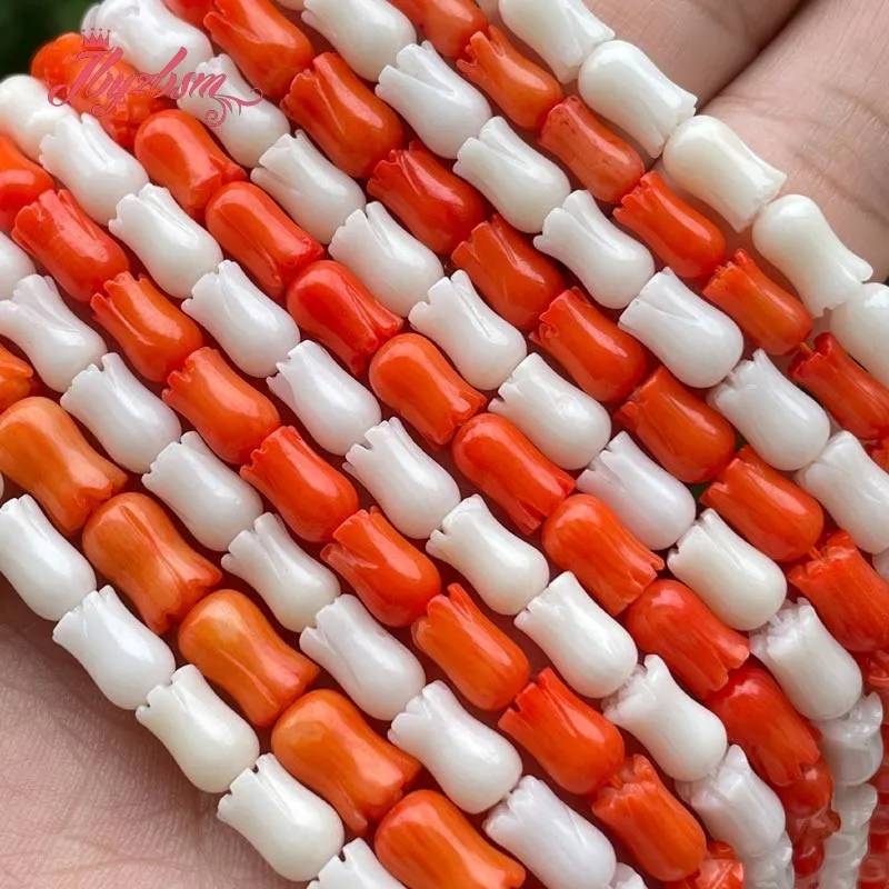 5x8 мм резной цветок коралловые бусины из натурального камня для DIY ожерелье