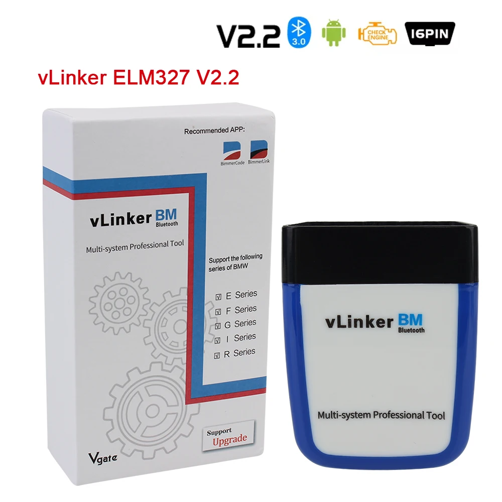 Автомобильный диагностический сканер ELM327 V2.2 vLinker BM совместимый с Bluetooth 3 0 OBD2