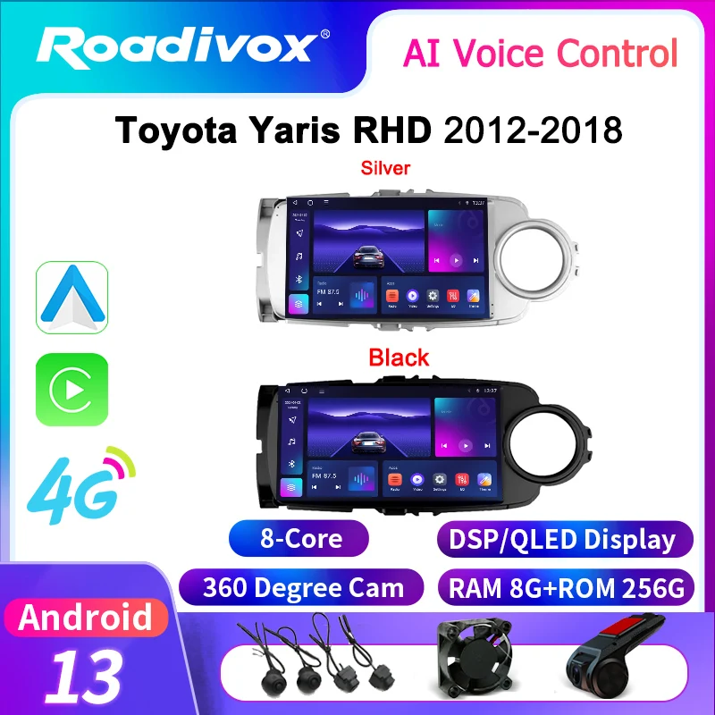 Автомагнитола roadivox на Android для Toyota Yaris RHD 2012 2018 с GPS-навигацией видеоплеером