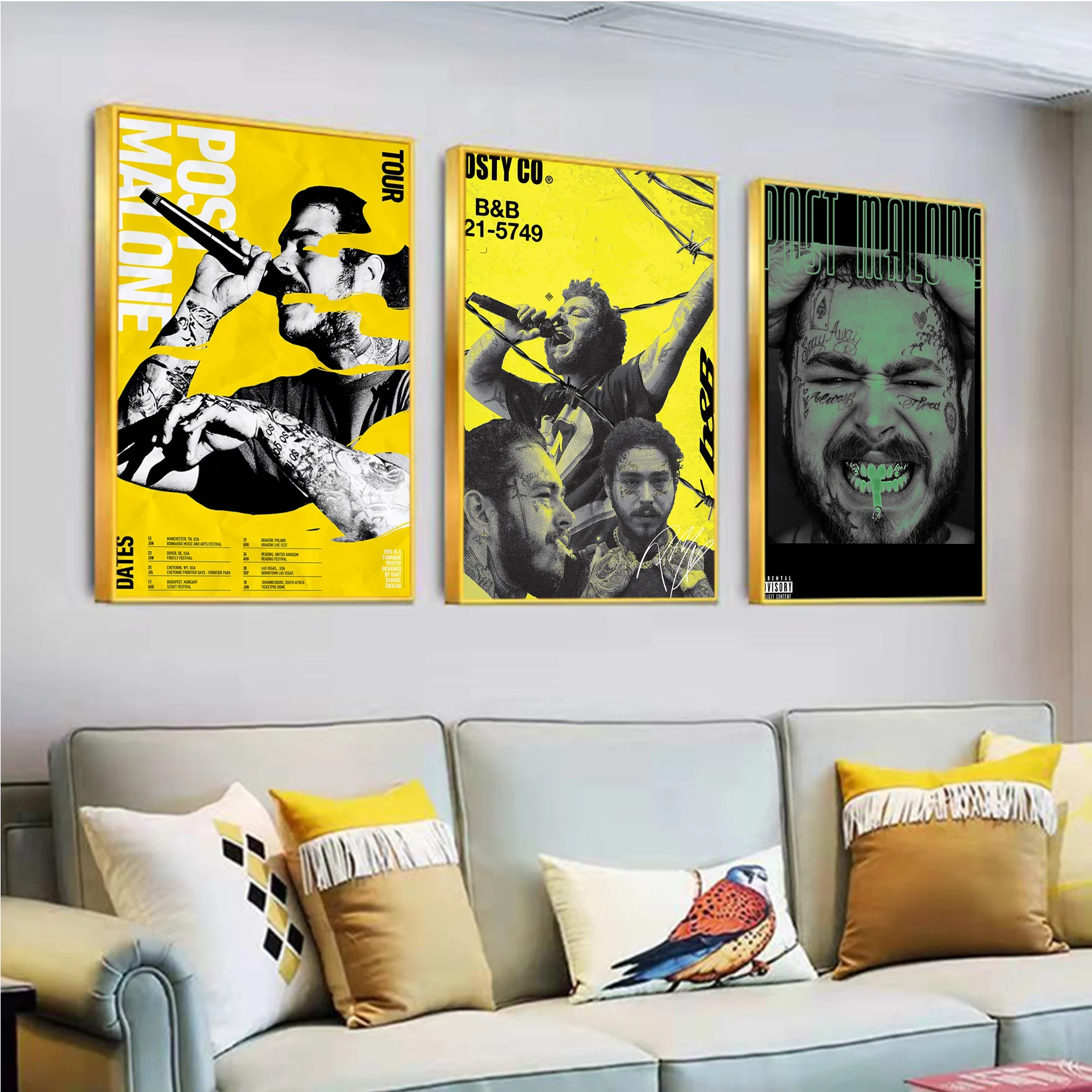 

Post Malone Hip Hop Rap Music Classic Movie Posters Whitepaper Sticker DIY Room Bar Cafe Stickers Wall Painting