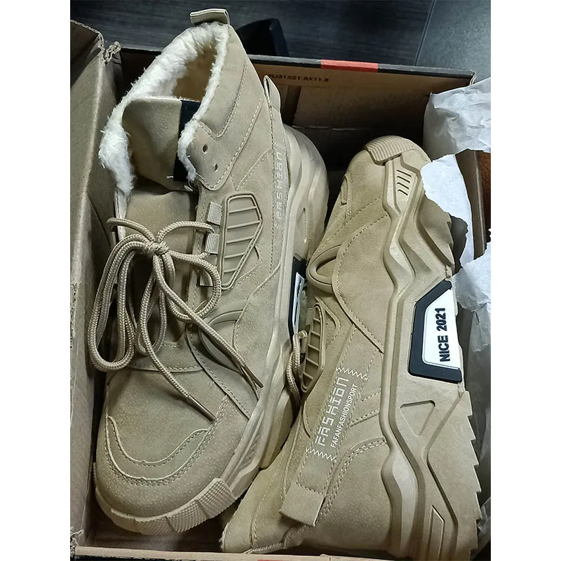 

зимняя обувь мужская тактические ботинки Мужские высокие кроссовки, зимние теплые флисовые кроссовки в британском стиле ретро на шнуровке ...