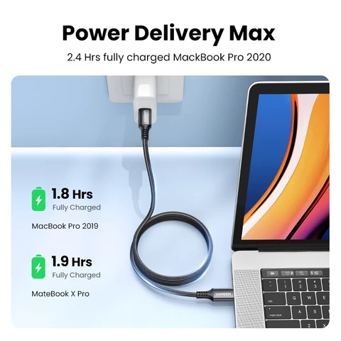 Кабель UGREEN USB Type C в Type C PD100W, кабель для быстрой зарядки QC 4,0 для Macbook, Samsung, Huawei, кабель USB C в USB C 100 Вт, кабель USB Type C