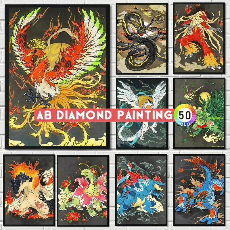 

Алмазная живопись 5D «сделай сам» с мультяшным монстром, мозаика, вышивка, японское аниме, хрустальное искусство, вышивка крестиком, домашний декор, подарки для детей