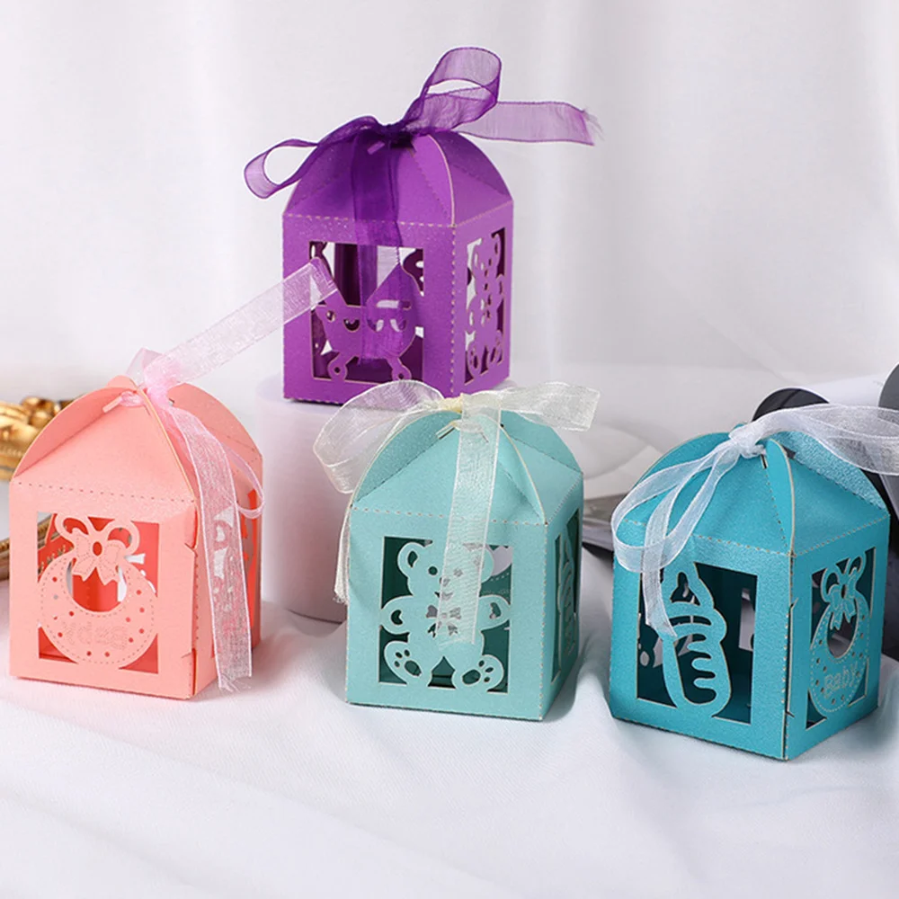 

50pcs Baby Car Bear Candy Box Packaging Favor Boxes Baby Shower Boy Girl Newborn Kids Gender Reveal Birthday Party Decorations