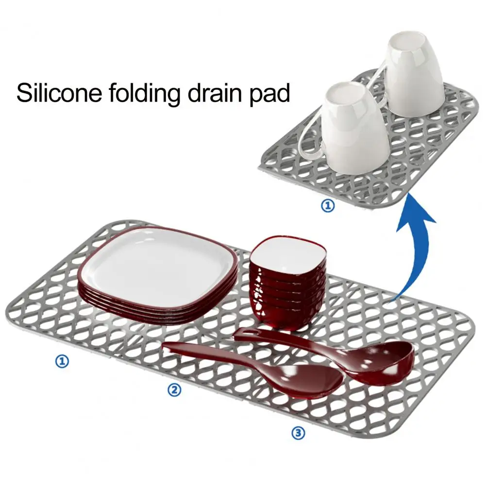 

Helpful Drain Pad Grid Easy Cleaning Sink Drying Pad Non-Slip Enlarged Countertop Protector Mat Draining