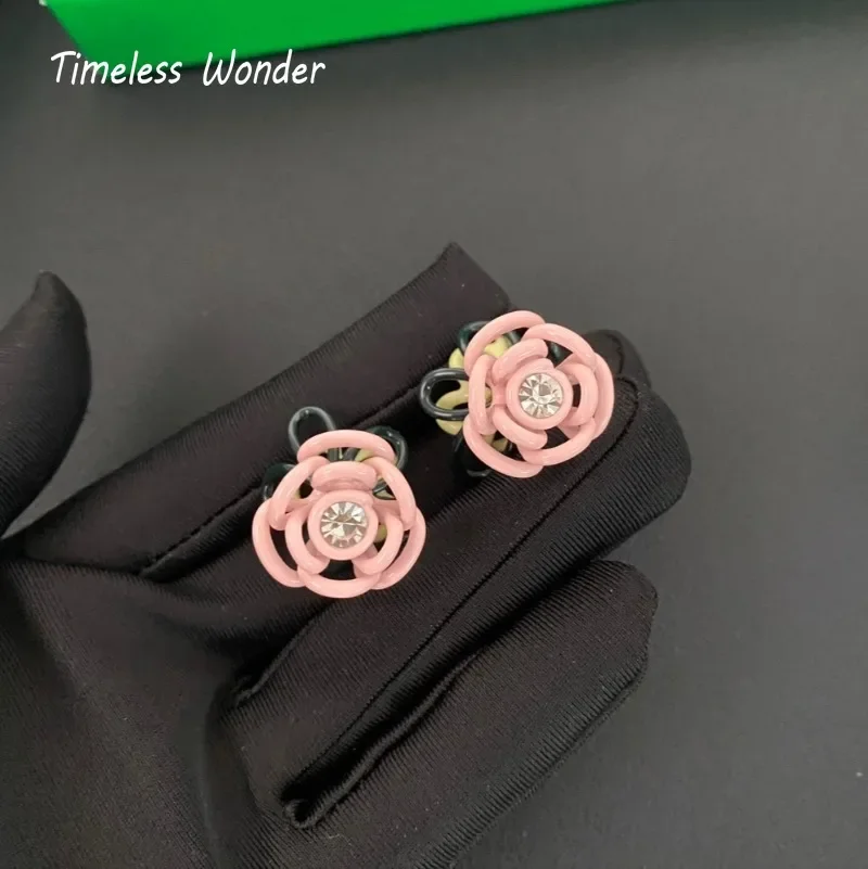 Вневременные серьги-гвоздики Wonder с эмалью и цирконием для женщин дизайнерские