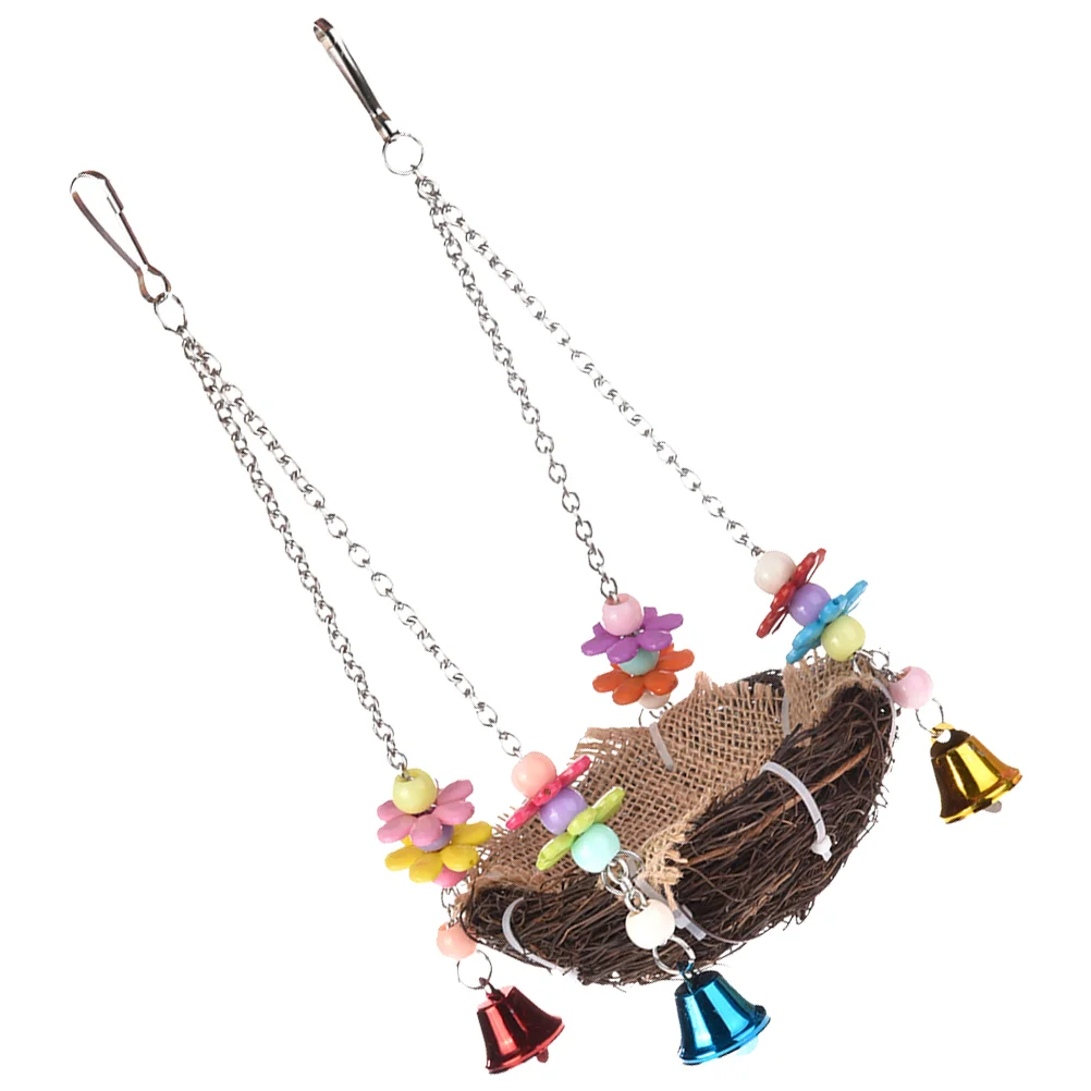 

Bird Parrot Hanging House Parakeet Swing Rattan Hideaway Cage Woven Natural Breeding Bed Toy Hamster Toys Lovebird Warm Winter