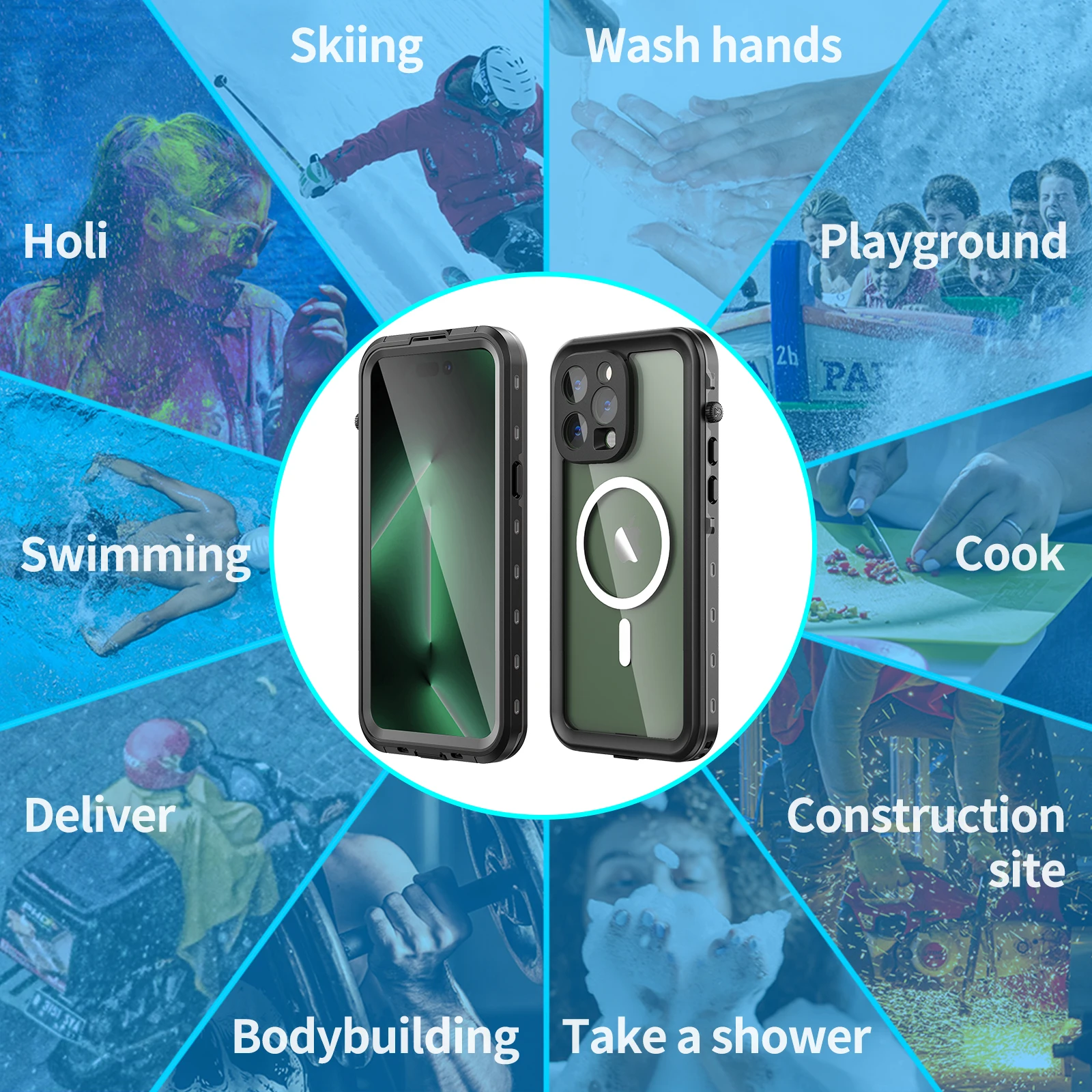 IP68 Waterproof Case On For iphone 14 Pro Max Case Transparent Armor Diving Swim Wireless Charging Full Cover iphone14 Plus Capa