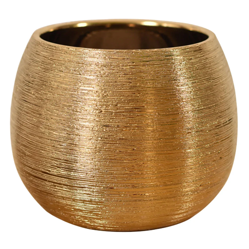 

1Pc Round Succulent Pot Flowerpot Decor Ceramic Plant Pot Flower Vase (Golden)