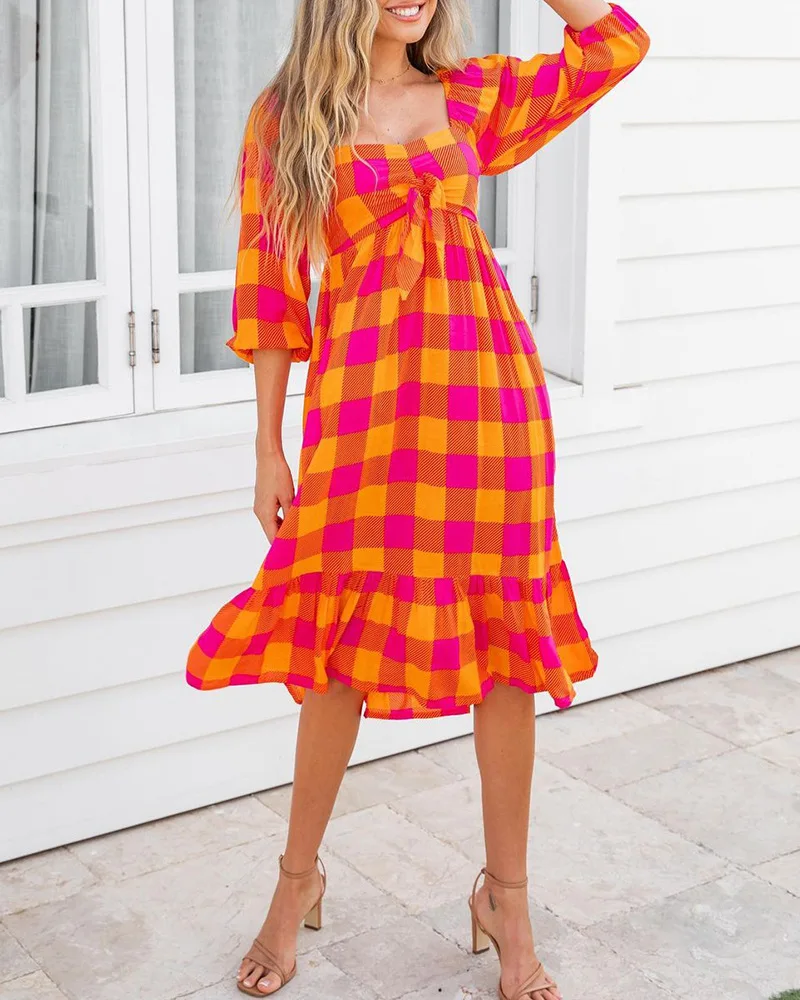 

Bubble Sleeve Flounce Dress Spring 2022 New Skirt Set Beach Elegant Dresses
